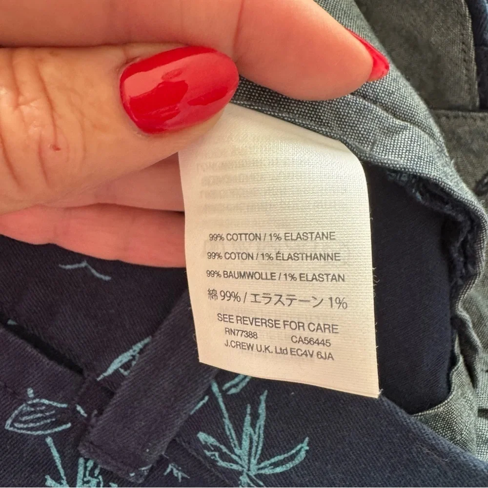 NEW J. Crew Chino Stretch Navy Blue Island Sailboat Print Size 36 Shorts